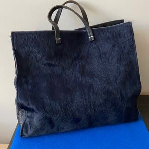 Clare Vivier Navy Pony Hair Simple Tote